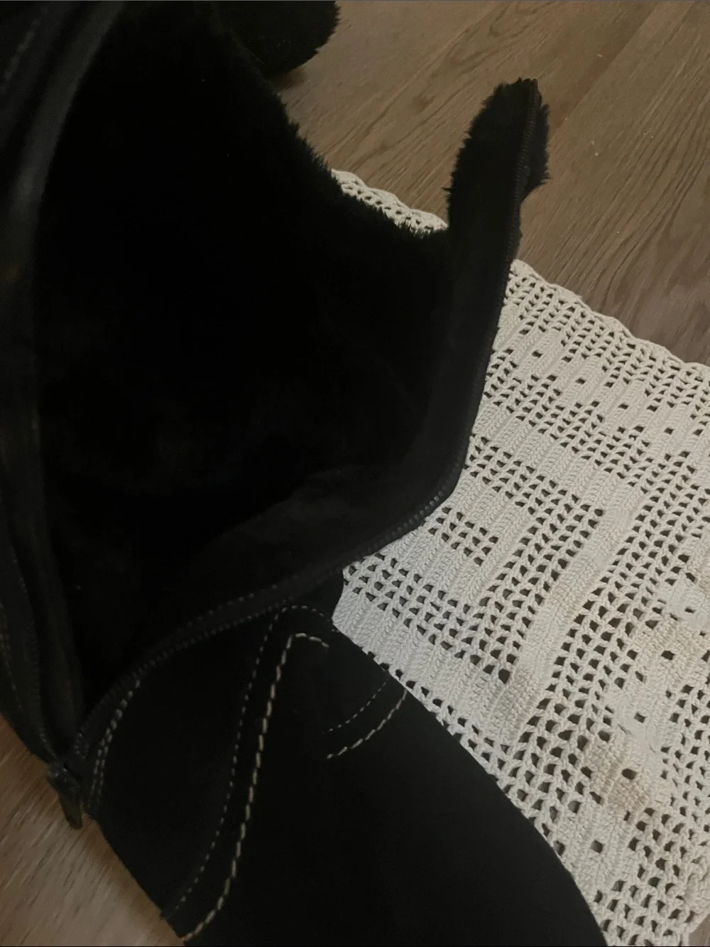 Bare Traps Black Suede Tall Winter Boots with Faux Fur Trim size 7 NWOB